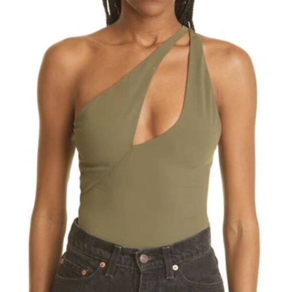NWOT ALIX NYC Page One Shoulder Cut Out Thong Bodysuit - size M - Picture 4 of 8
